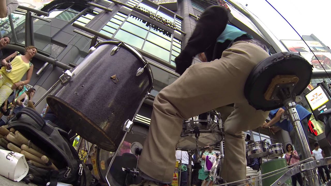 Drumming Busker at Yonge and Dundas Square