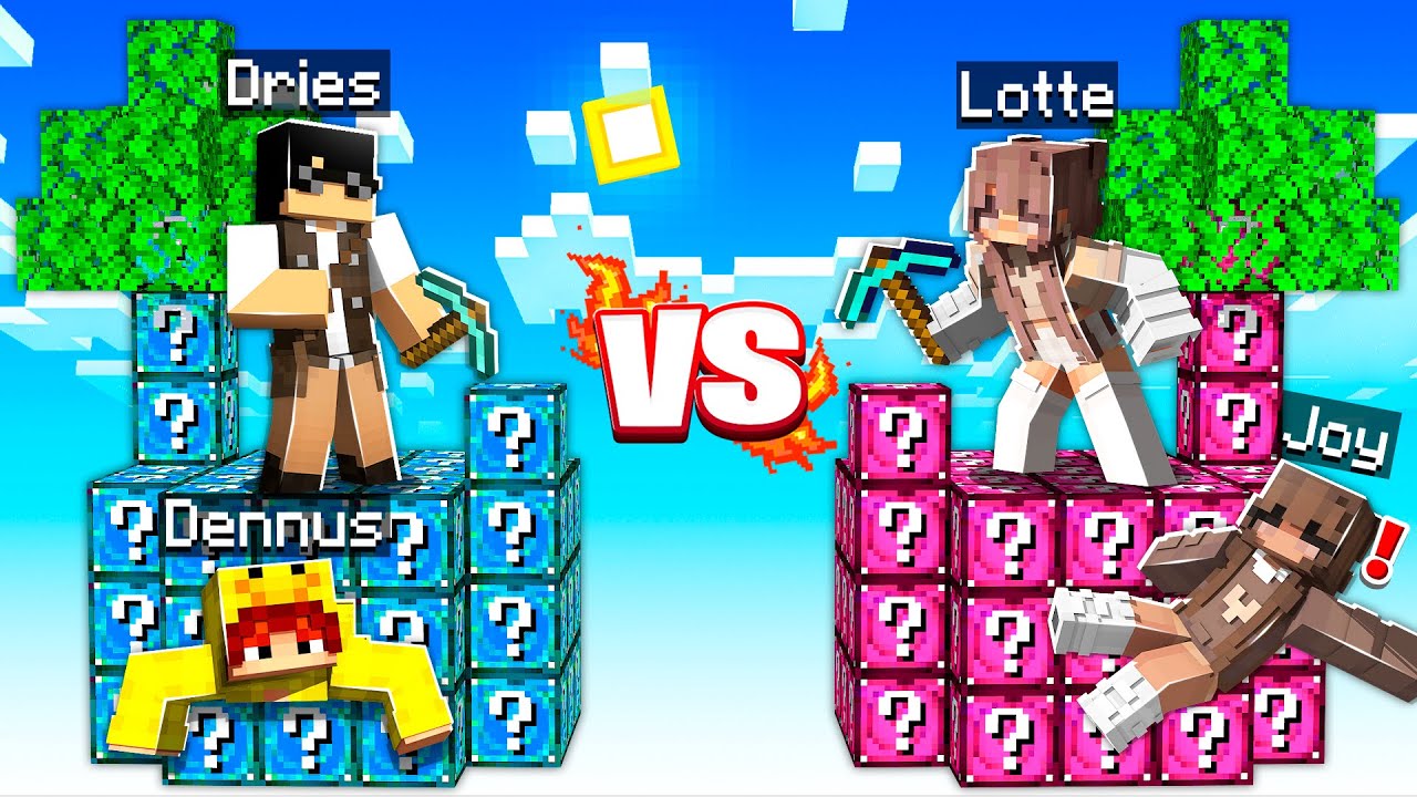 Jongens LUCKYBLOCK EILAND vs Meisjes LUCKYBLOCK EILAND! (Minecraft)