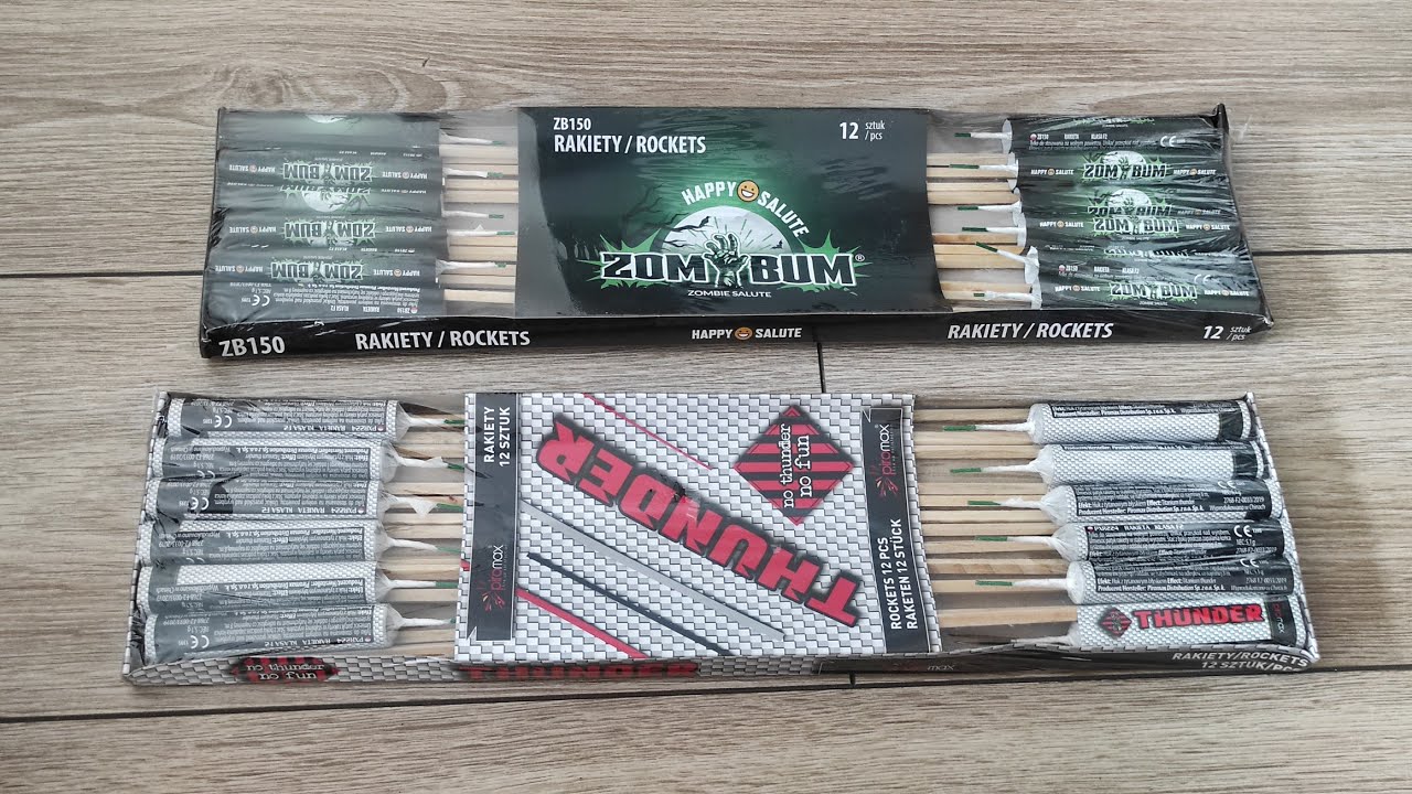 Test rakiet hukowych PXR224 Piromax Thunder i ZB150 ZomBum Happy Salute