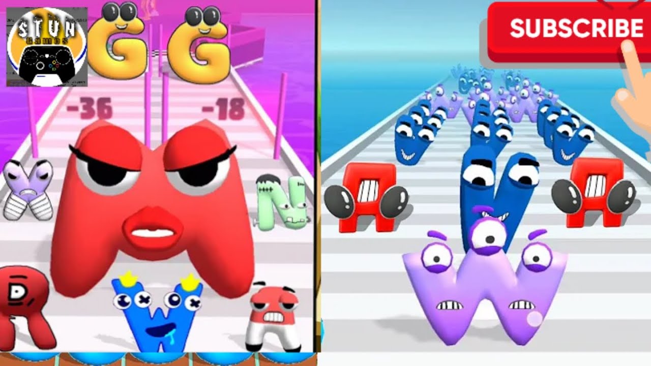 merge alphabet run game play VS town war game play | stun games | abcdefghijklmnopqrstuvwxyz