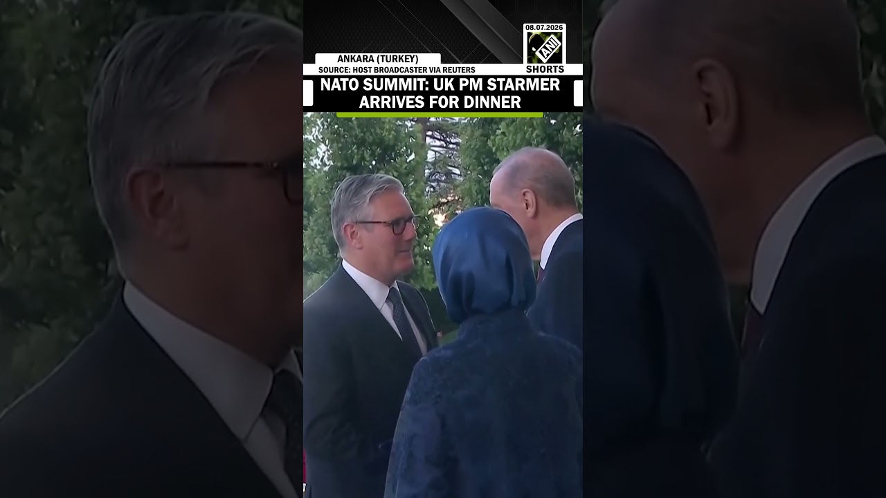 Turkish President Tayyip Erdogan welcomes UK PM Keir Starmer & other NATO leaders at summit dinner