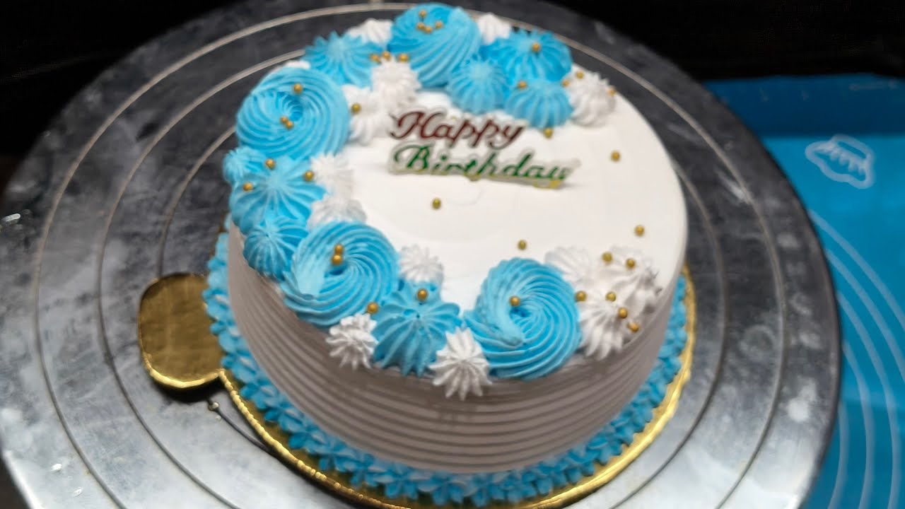 BUTTERSCOTCH CAKE II DESIGN II 🎂🎂 II BIRTHDAY CAKE II 1 POUND II FLOWERY DESIGN II BLUE 🔵 COLOURED