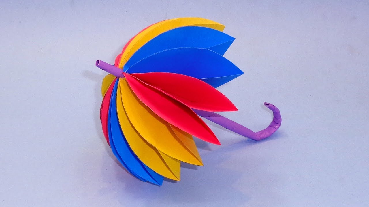 How To Make Beautiful Umbrella With Color Paper | DIY Paper Decor For Craft Lovers