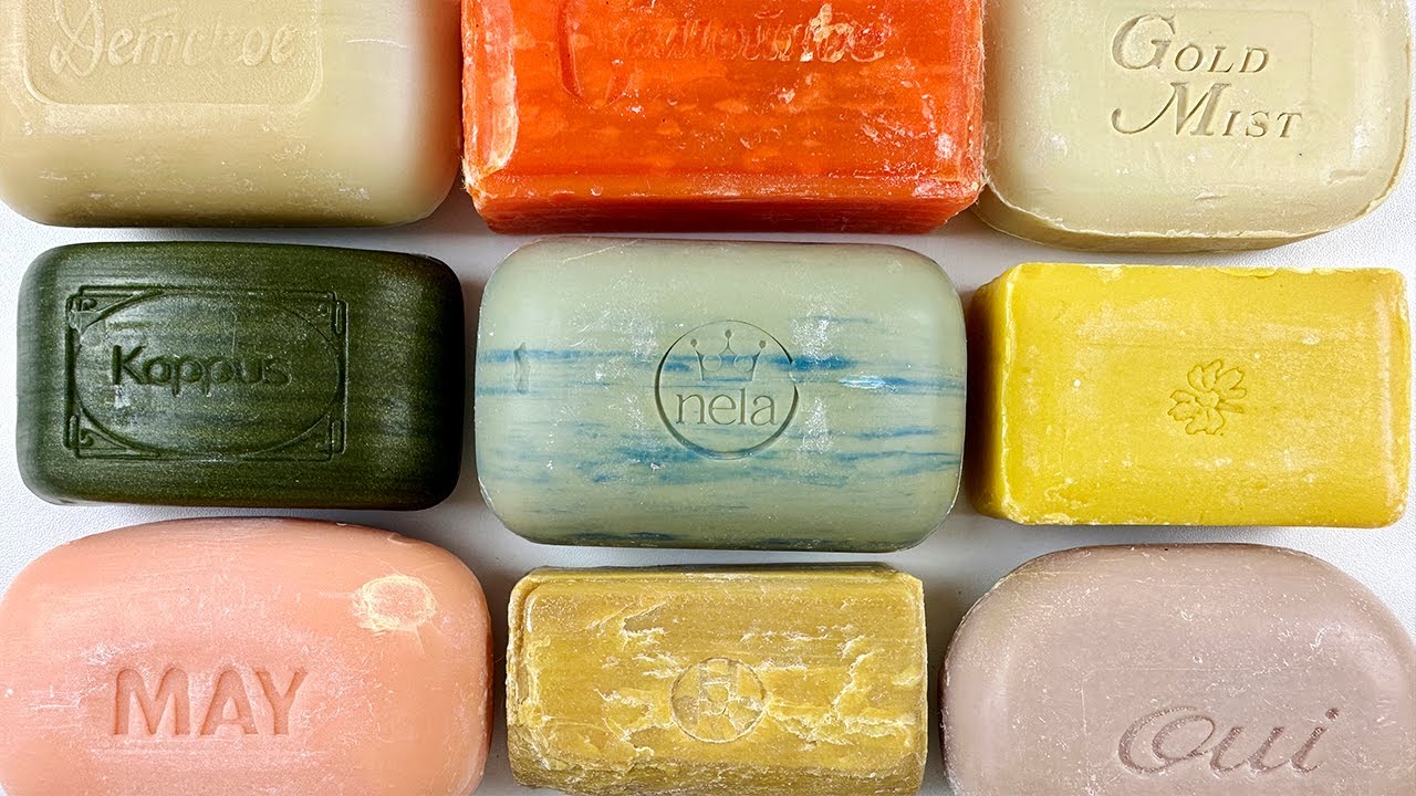 Cutting vintage soap. Carving retro soap / ASMR Soap.
