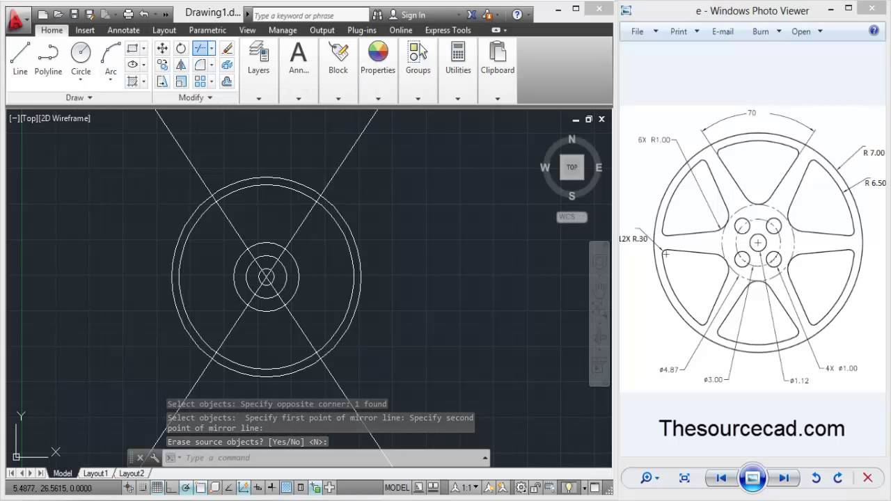 2D drawing using AutoCAD: Drawing 2