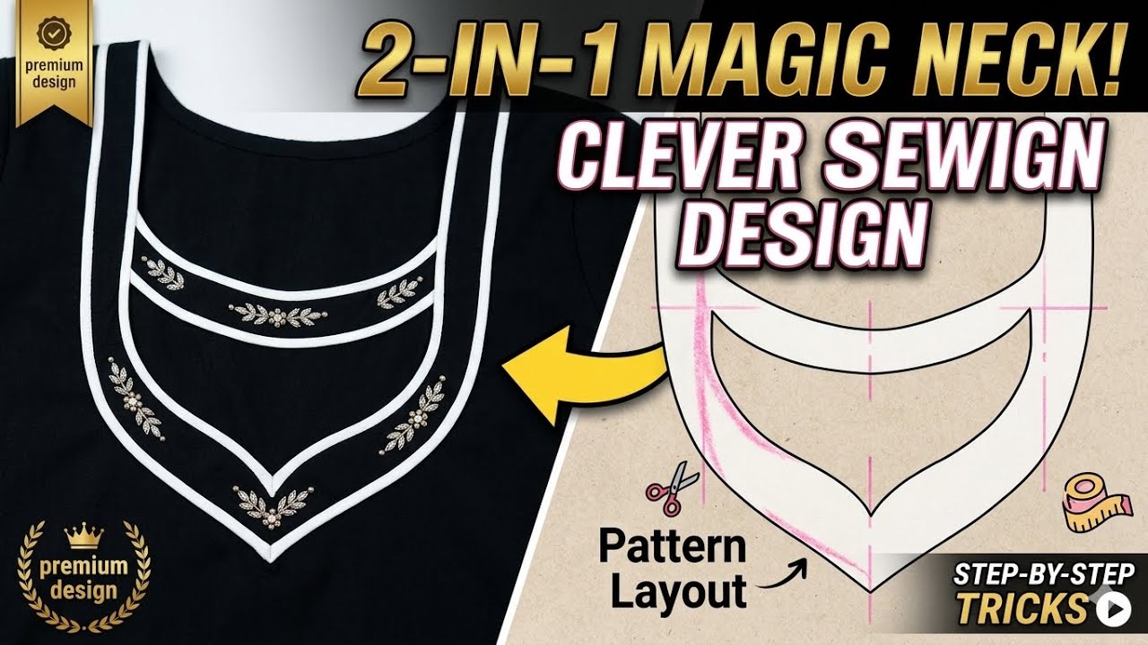 2-in-1 Magic Neck Design Cutting and Stitching 🪡✨