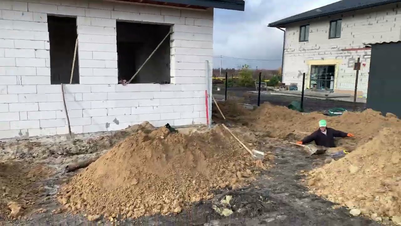 4.Дім з газобетону.Дренаж.Монтаж вікон.Внутрішні стіни.Утеплення  перекриття.