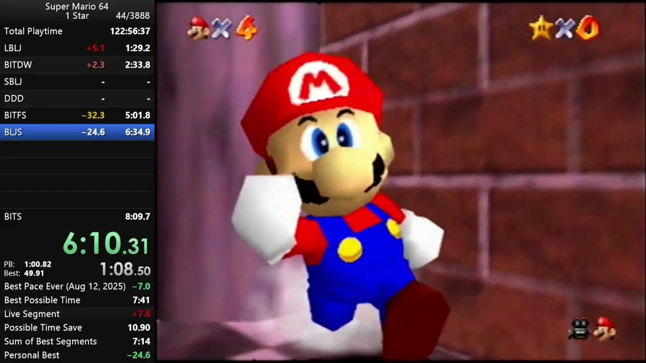 Super Mario 64 0 Star speedrun (7:58)