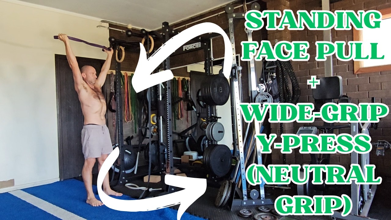 Standing Face Pull + Wide‑Grip Y‑Press (Neutral Grip)