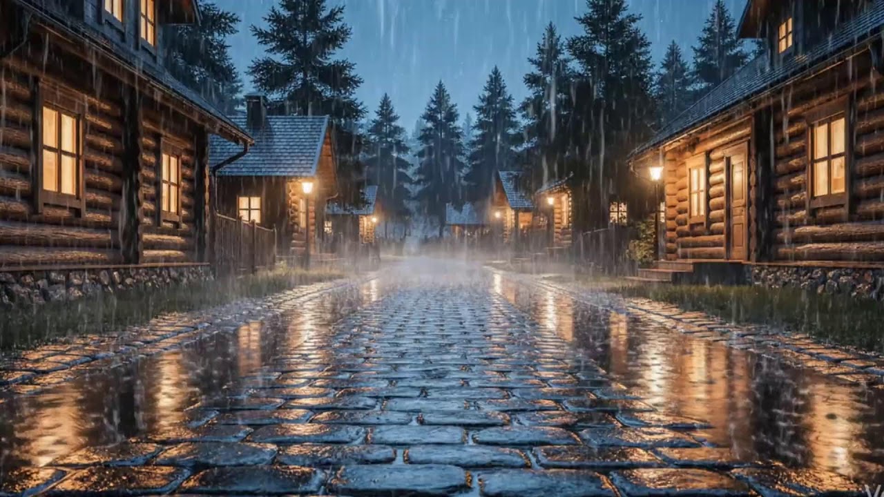 Live Calming Rain in a Forest Street at Night | ASMR for Sleep