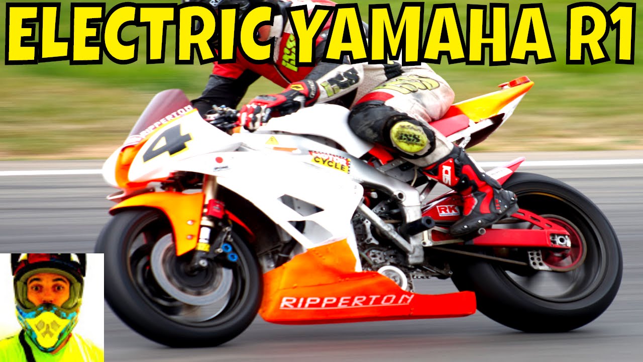 210kW Racing Electric Yamaha R1 vs Petrol Bikes (race track) • Ripperton DIY Electric Motorcycle