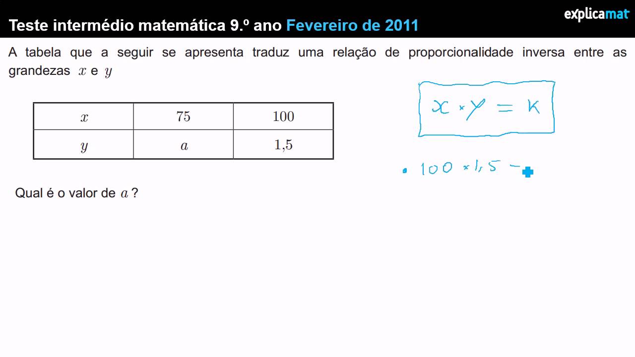 Proporcionalidade Inversa - Matemática 9.º Ano