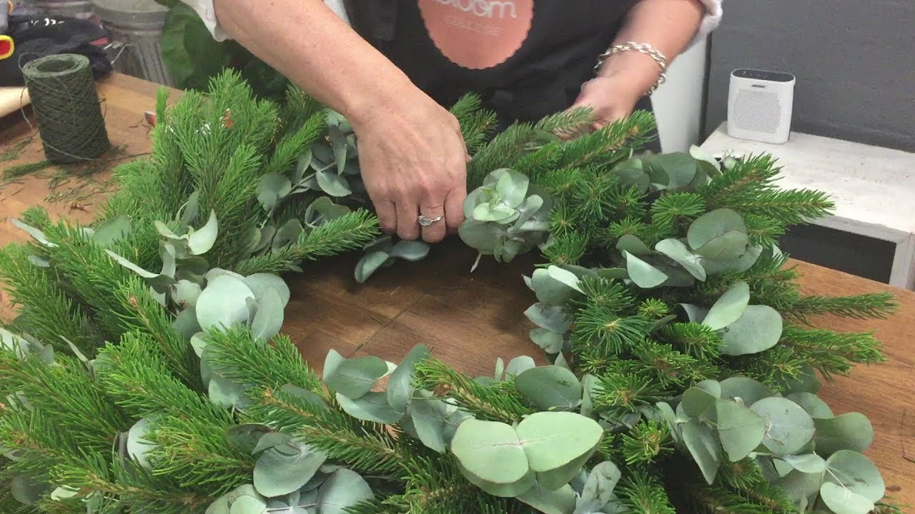 How to make a Christmas Door Wreath with a Wire Base