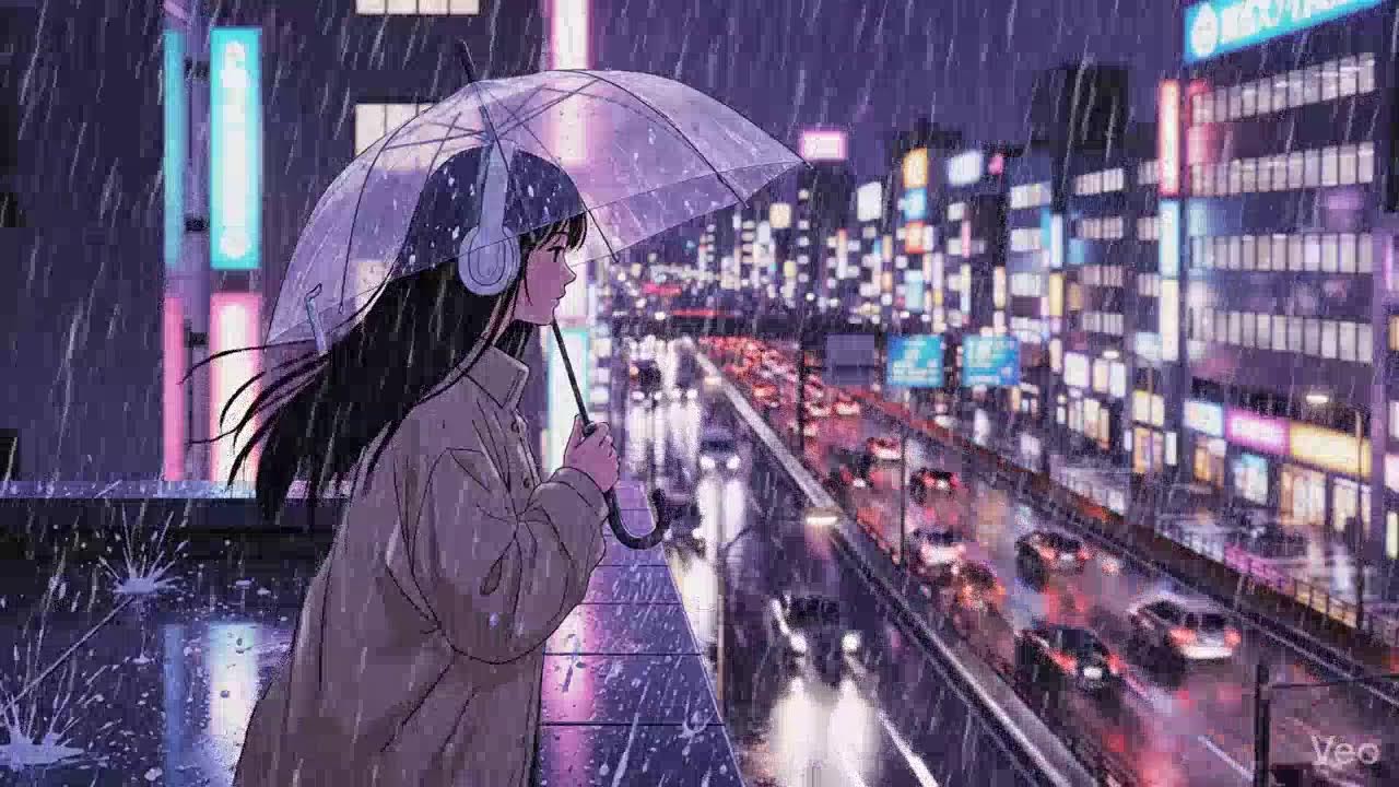 Rainy Night ASMR 🌧️ Neon Japan Lofi Chillhop
