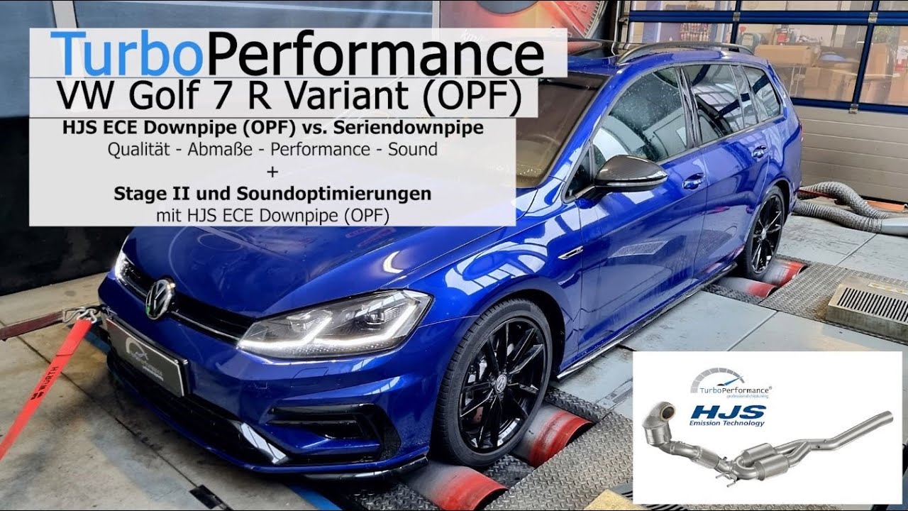 HJS ECE Downpipe ‼️MIT OPF‼️ vs. Seriendownpipe am Golf 7 R (OPF) + Stage II 🔥388PS/557Nm🔥 mit Sound