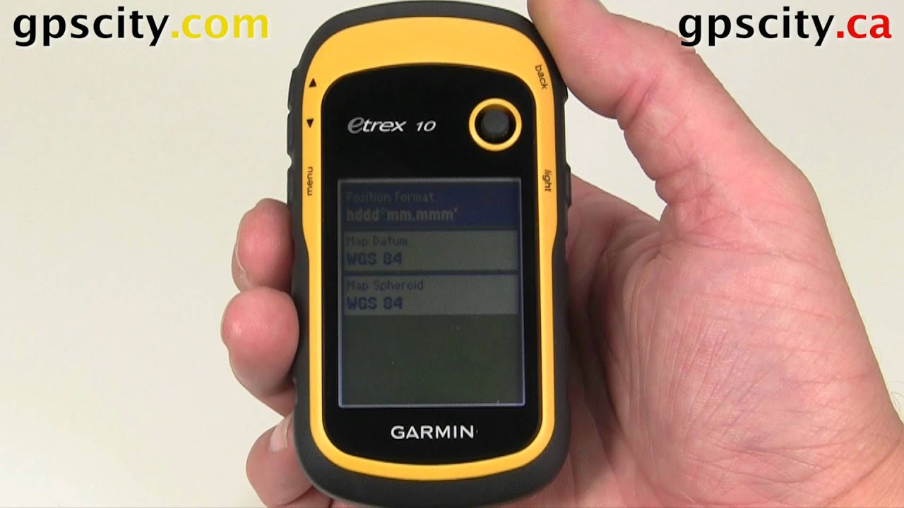 Setting up the Units in the Garmin eTrex 10 Handheld GPS with GPS City