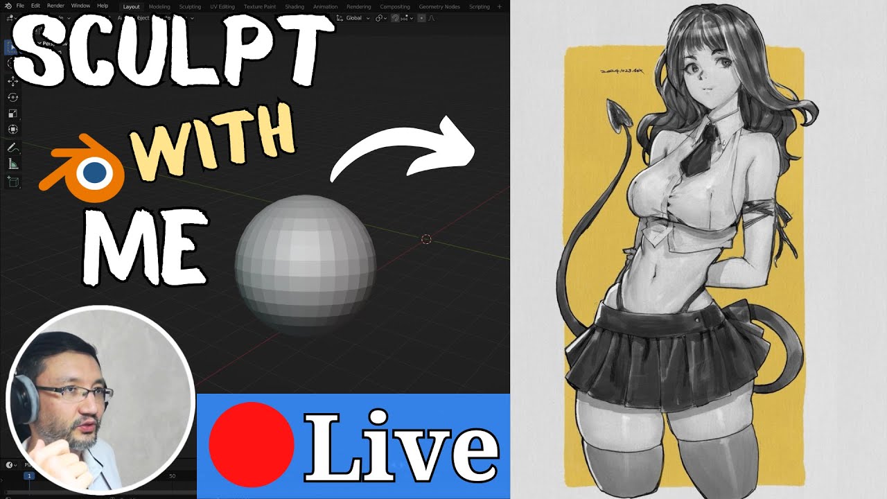 Sculpting a Stylized Devil Girl LIVE in Blender 5.0
