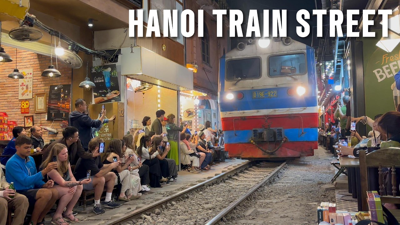 Hanoi Train Street at Night 🚆 | Walking Tour | Real City Sounds