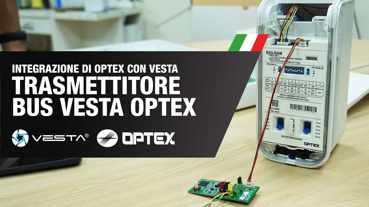 Integrazione di un sensore Optex con una centrale VESTA utilizzando il trasmettitore BUS | By Demes