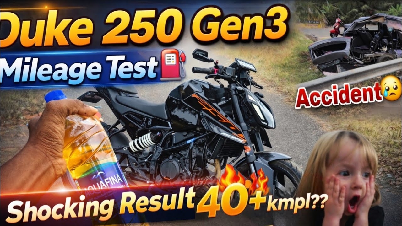 KTM Duke 250 Gen3 Mileage Test | Shocking Result 😱|40+ kmpl 🔥| Accident  😢 