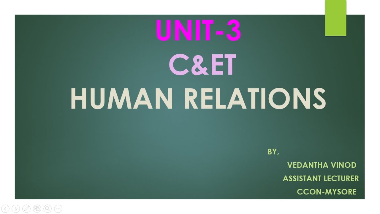 Human Relations explained in English by vedanth