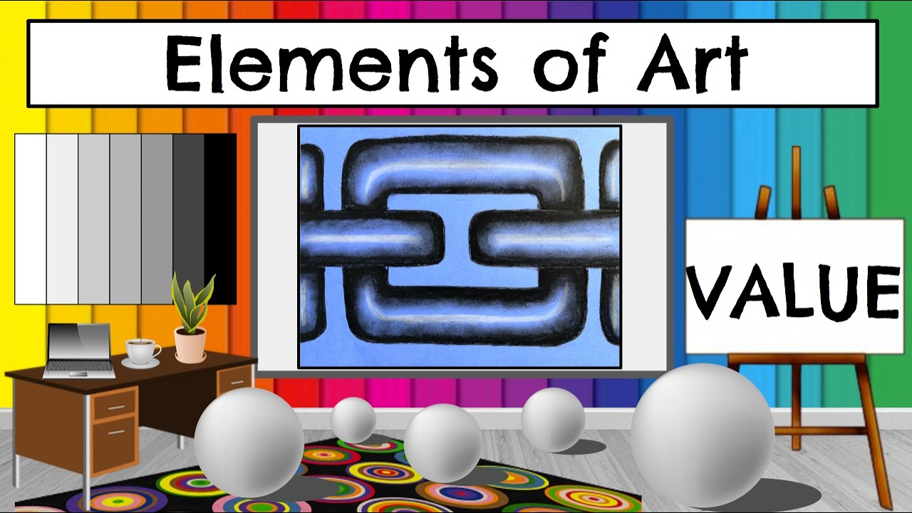 Teaching The Element of Art: Value | Charcoal Chain Drawing Tutorial with Shadows & Highlights