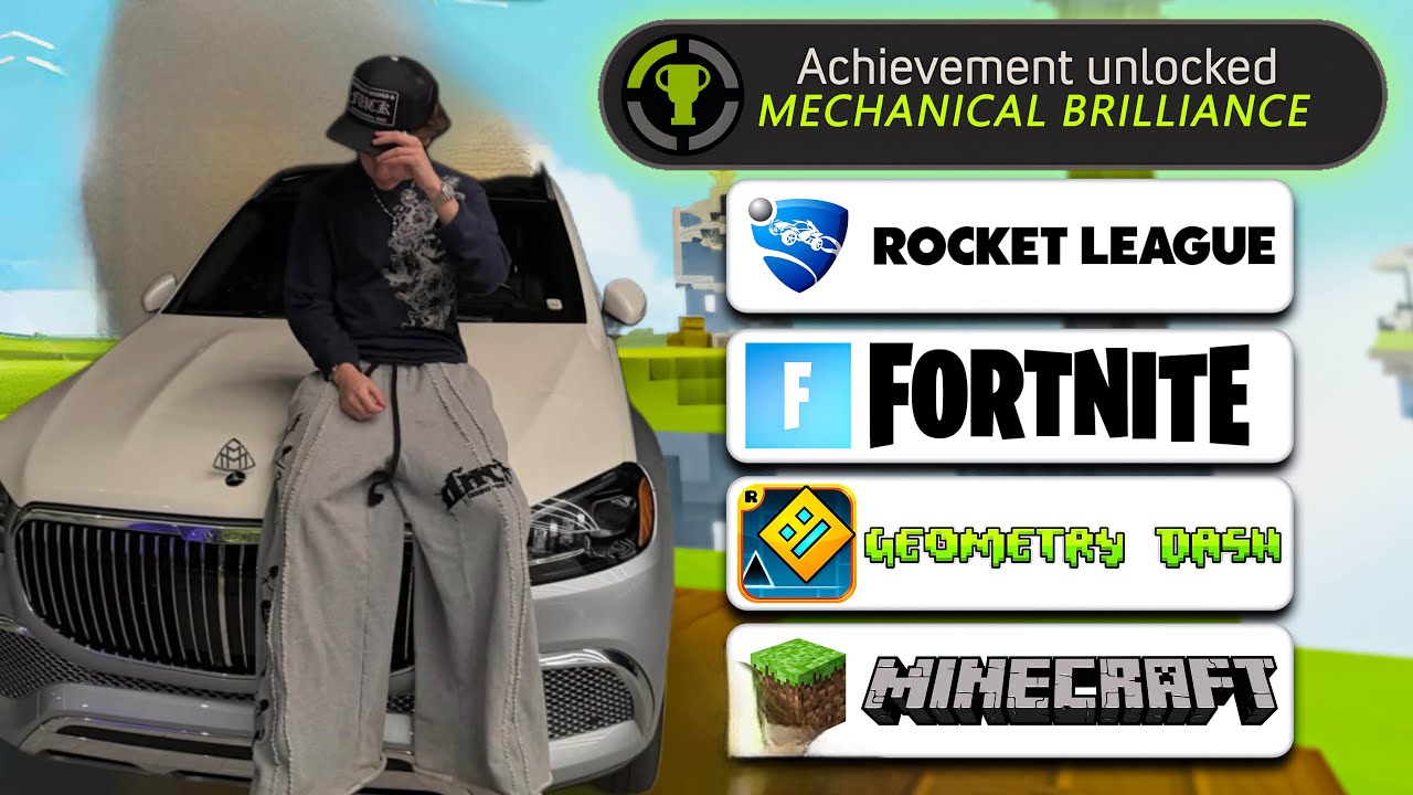 Dominating in Rocket League, Fortnite, Geometry Dash, & Minecraft in 1 video!