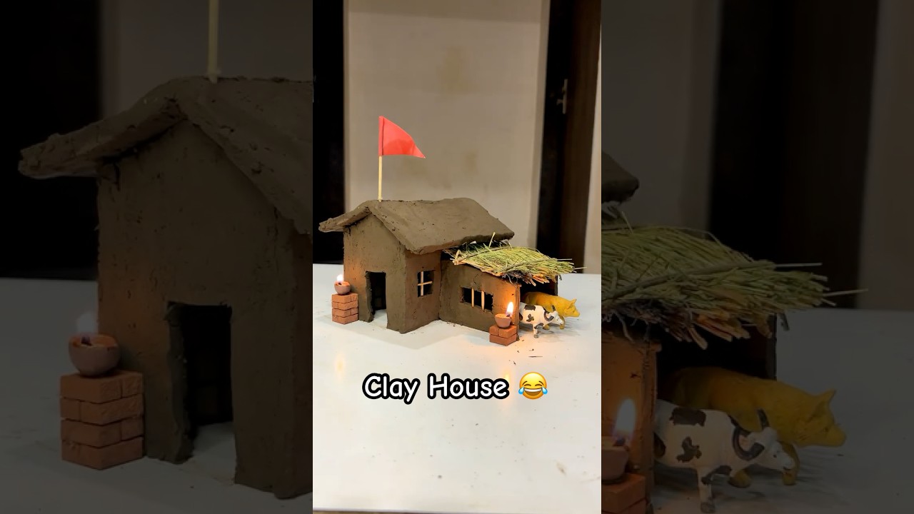 MIni Clay House With Cow Shed || Funny Storytelling