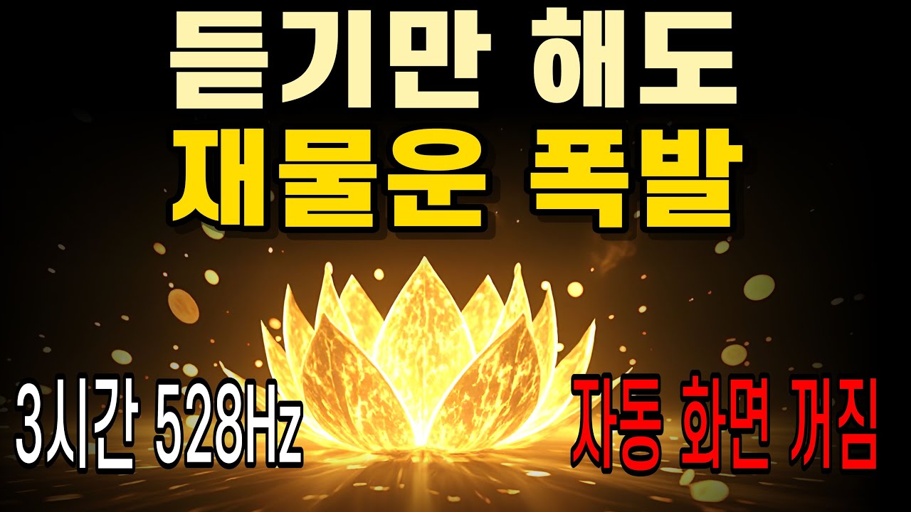 오늘 밤 자면서 돈복 터뜨리는 3시간 · 528Hz 재물운 수면 명상 · 황금 연꽃 부처님 기도