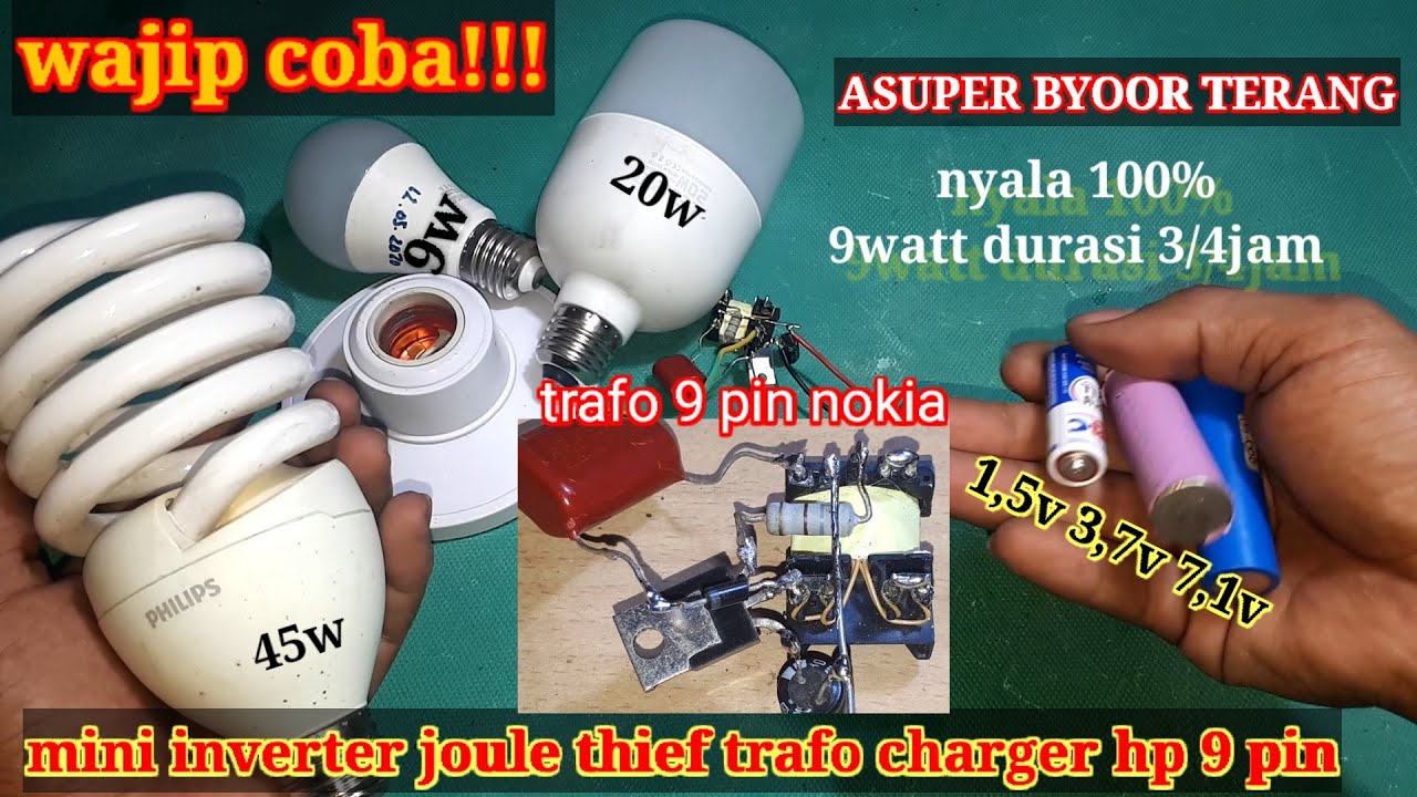 Wajip coba!!! mini inverter 3volt to 220volt trafo charger 9 pin , DIY