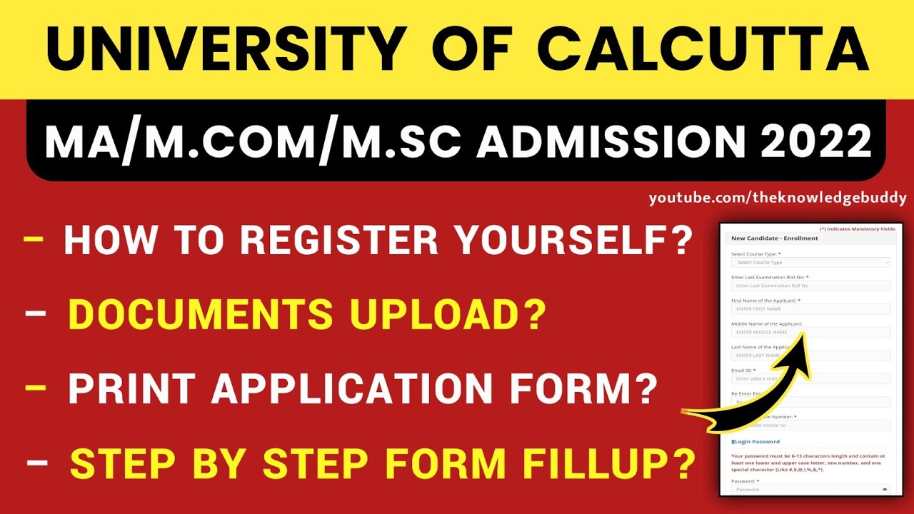 Calcutta University MCOM/MA/MSC Online Admission Form Fillup 2022 | CU PG Admission 2022
