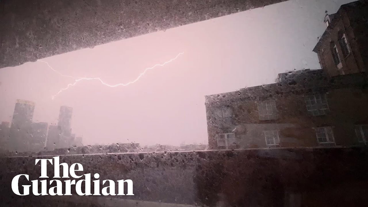 Dramatic lightning illuminates London skies during heatwave thunderstorm