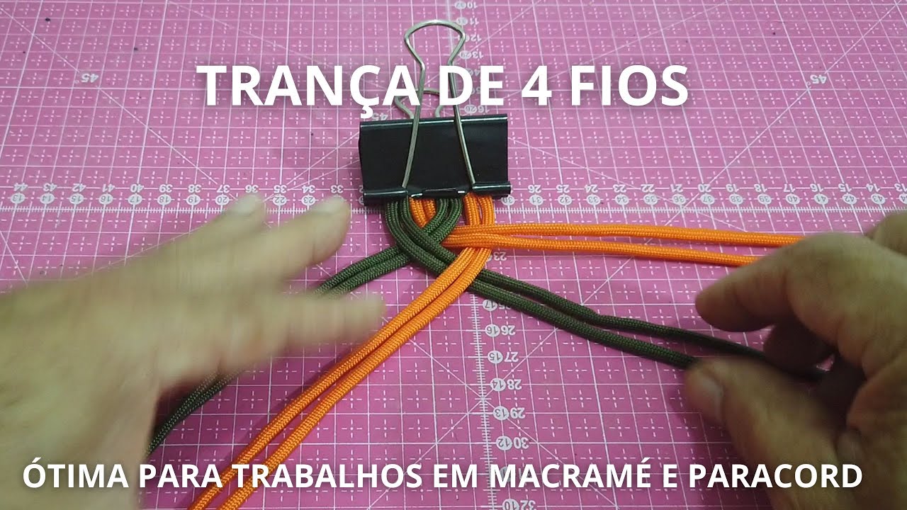 Como fazer trança de 4 fios - Paracord, macramé e crochê