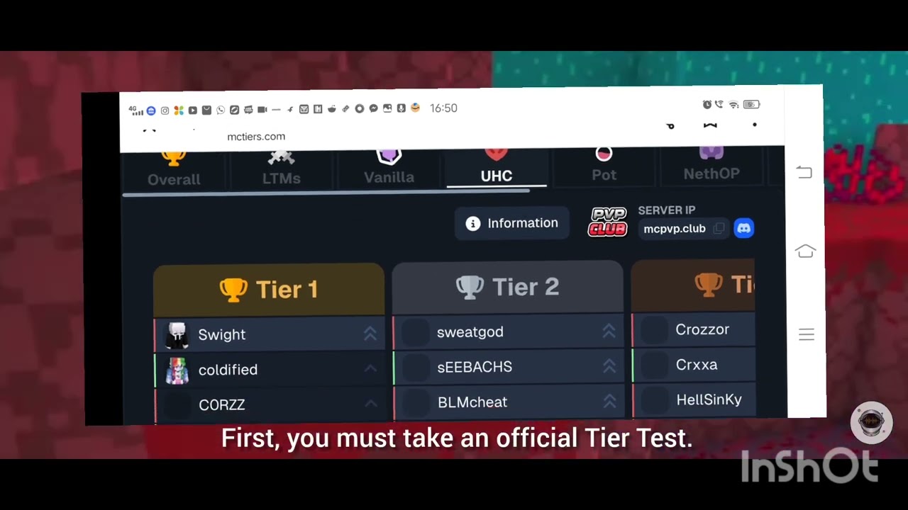 Official Mctier list explained Minecraft. #minecraft #explained #mctiers  #pvp #ranked #competition 