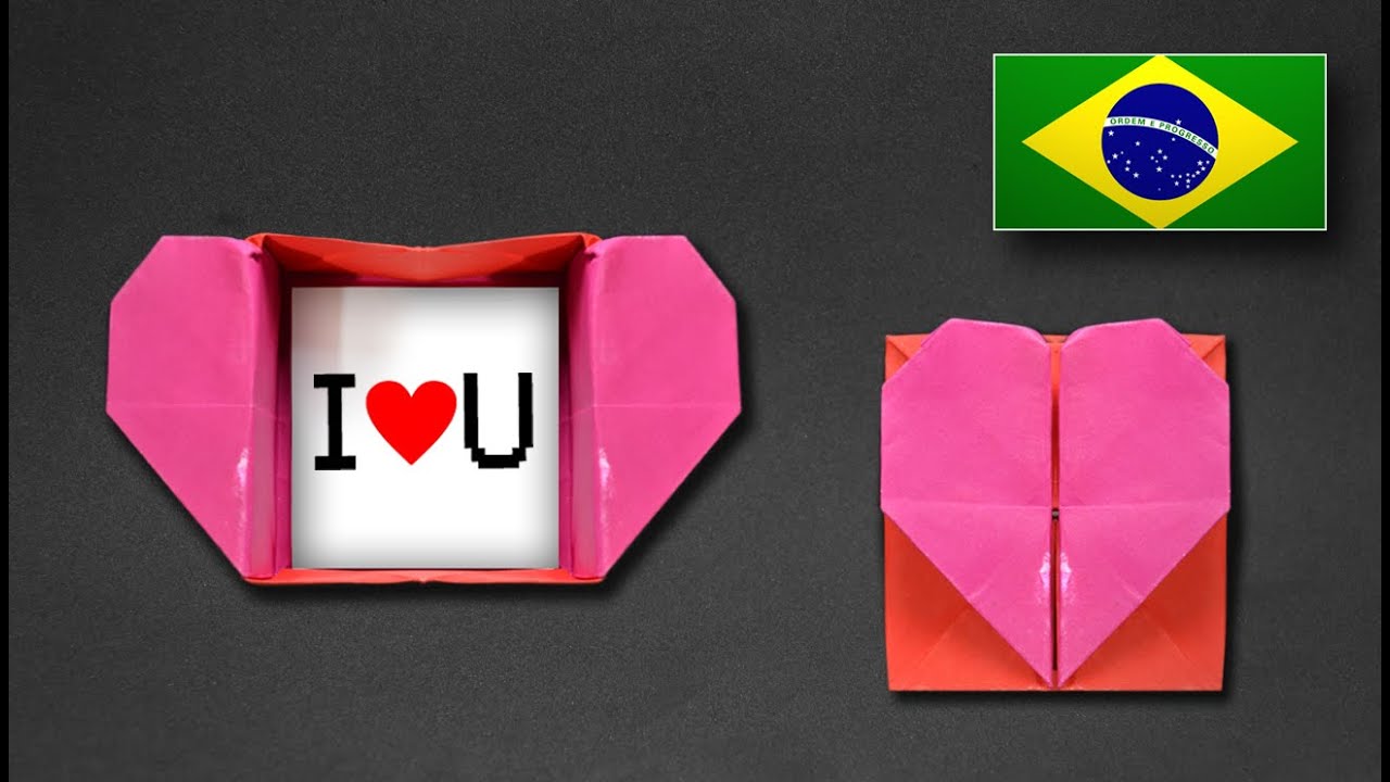 Origami: Caixa Envelope de Coração - Instruções em Português PT BR