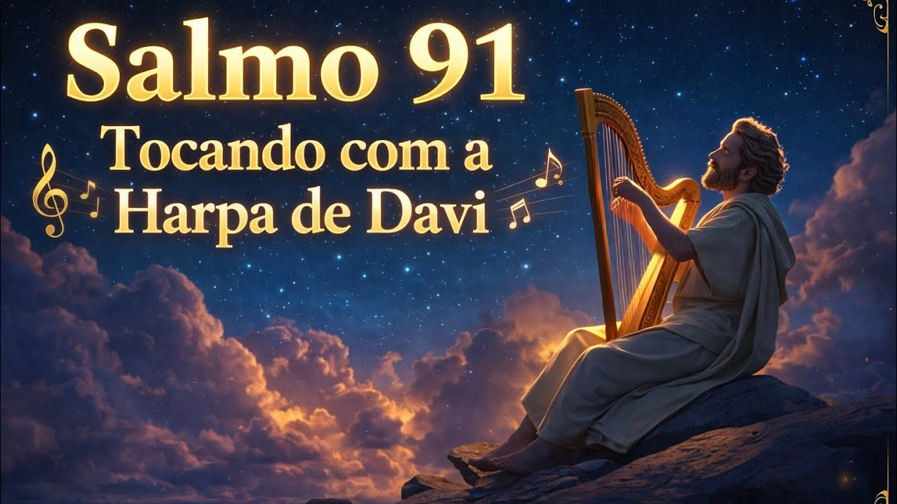 Salmo 91 Tocando com a Harpa de Davi | Fundo Musical de Paz, Proteção e Oração