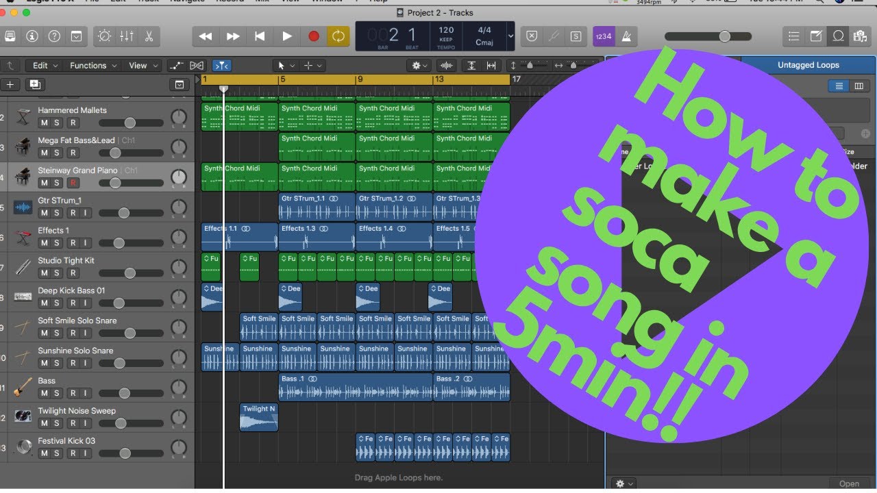 Making a Soca Beat in Logic Pro X like Machel Montano,Kes,Bunji,Teddyson John,Voice |BEGINNERS|