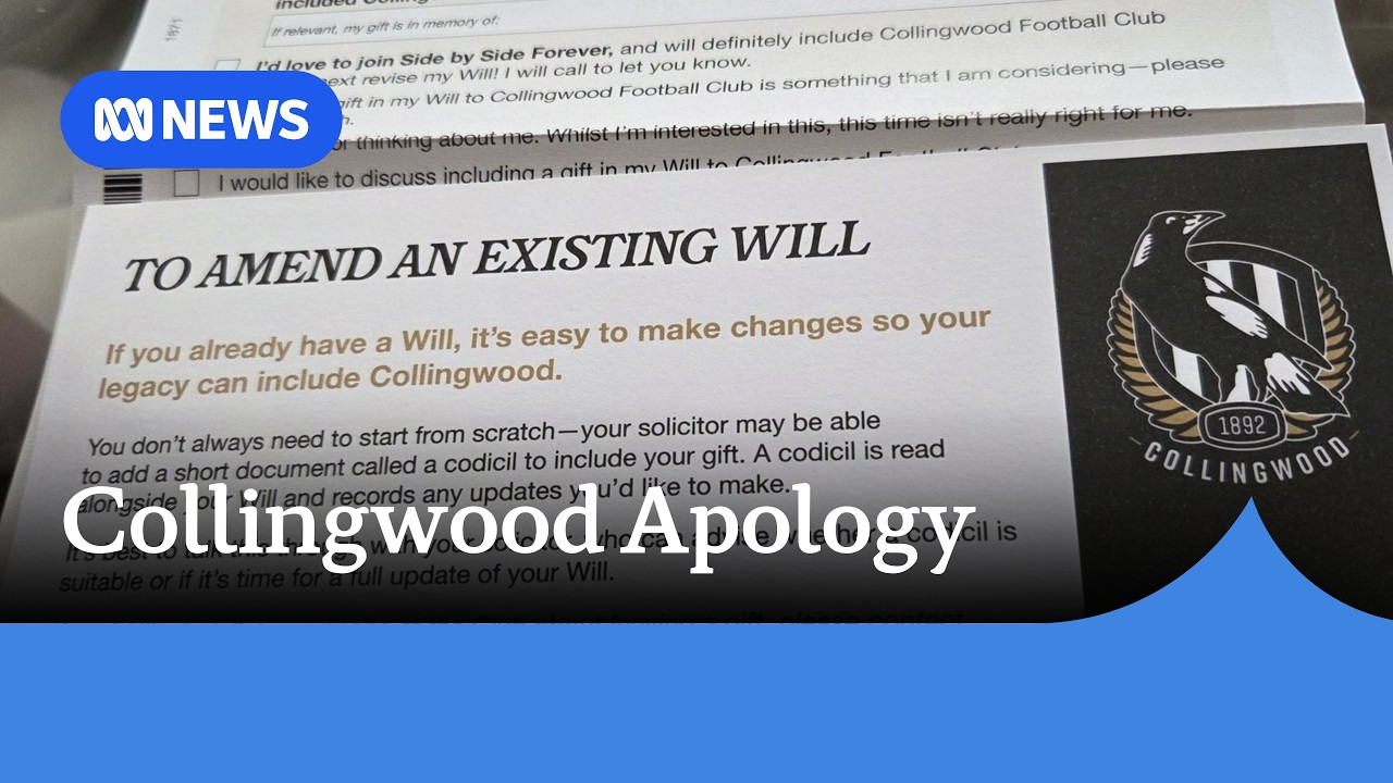 Collingwood apologises after requesting will donations | ABC NEWS