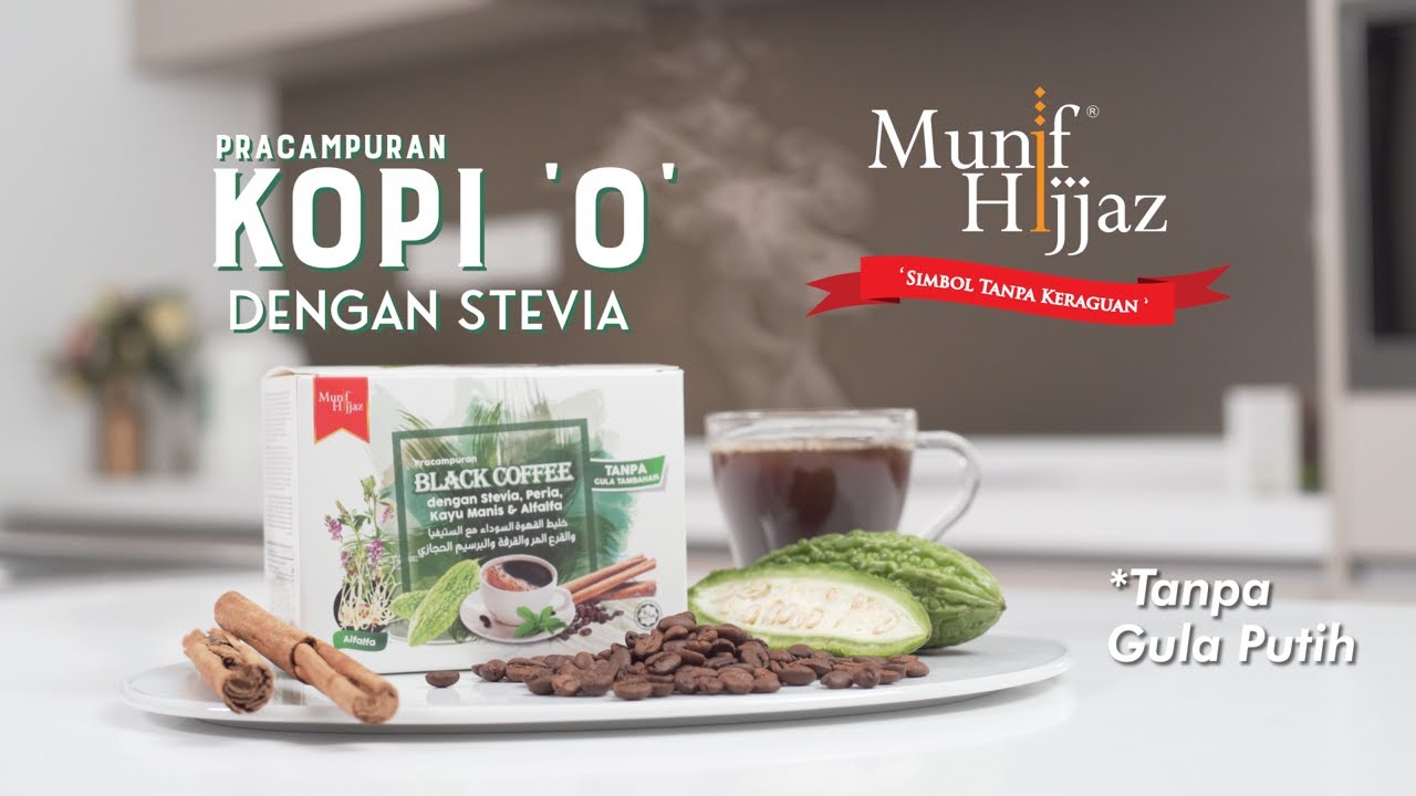 Black Coffee dengan Stevia, Peria Katak, Kayu Manis & Alfalfa