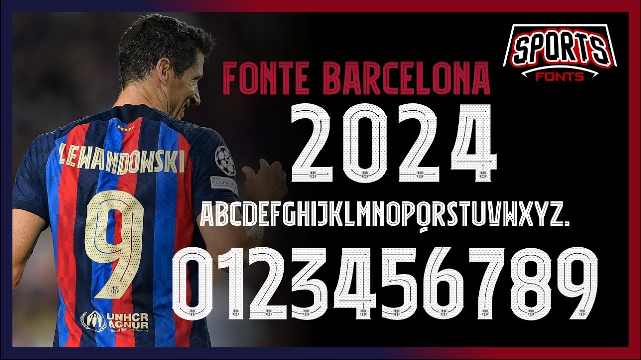 Tipografia camisa do Barcelona 2024 UCL | Download