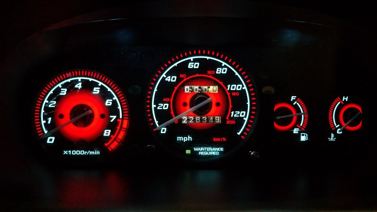 96-00 Honda Civic EX EL Glow Gauges Установка и демонстрация Radiant Red