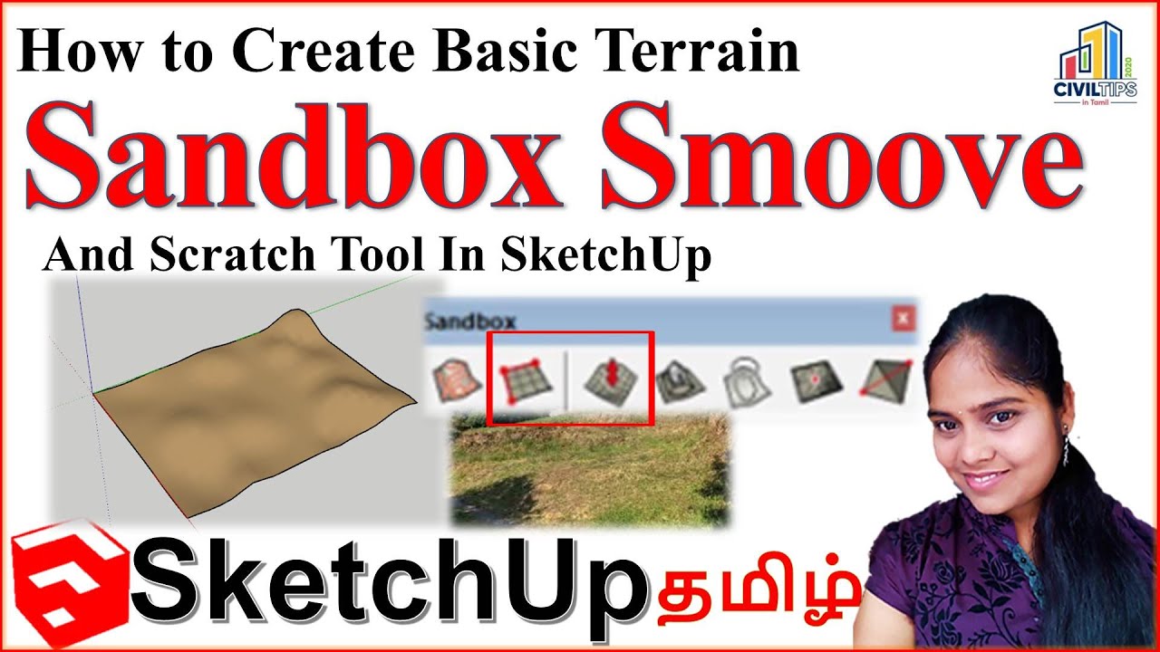 Sketchup(தமிழ்) How to Create Basic Terrain with Sandbox Tools using Stratch Tool & Smoove Tool