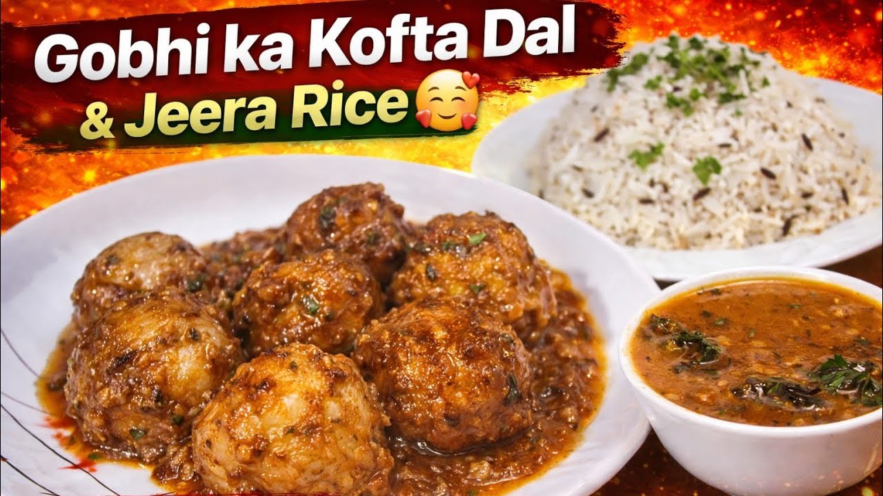 Gobhi ka kofta dal with rice🥰#gobhikakofta #dalfry #rice #gulshanrecipevlogs #food #viral #cooking 