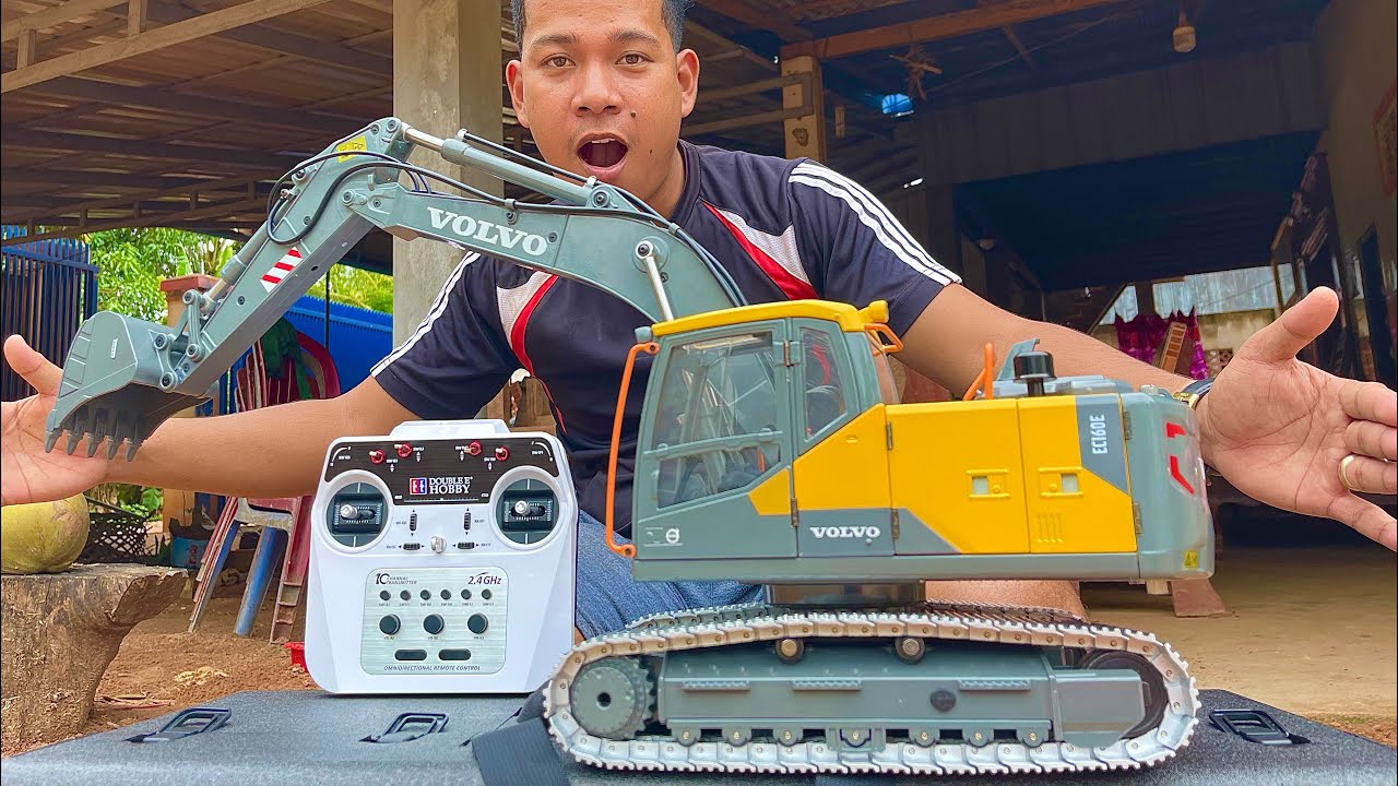 RC HYDRAULIC EXCAVATOR VOLVO EC160E UNBOXING, FIRST TEST! SCALE 1 - 14, RTR, FULL METAL,10 KG WEIGHT