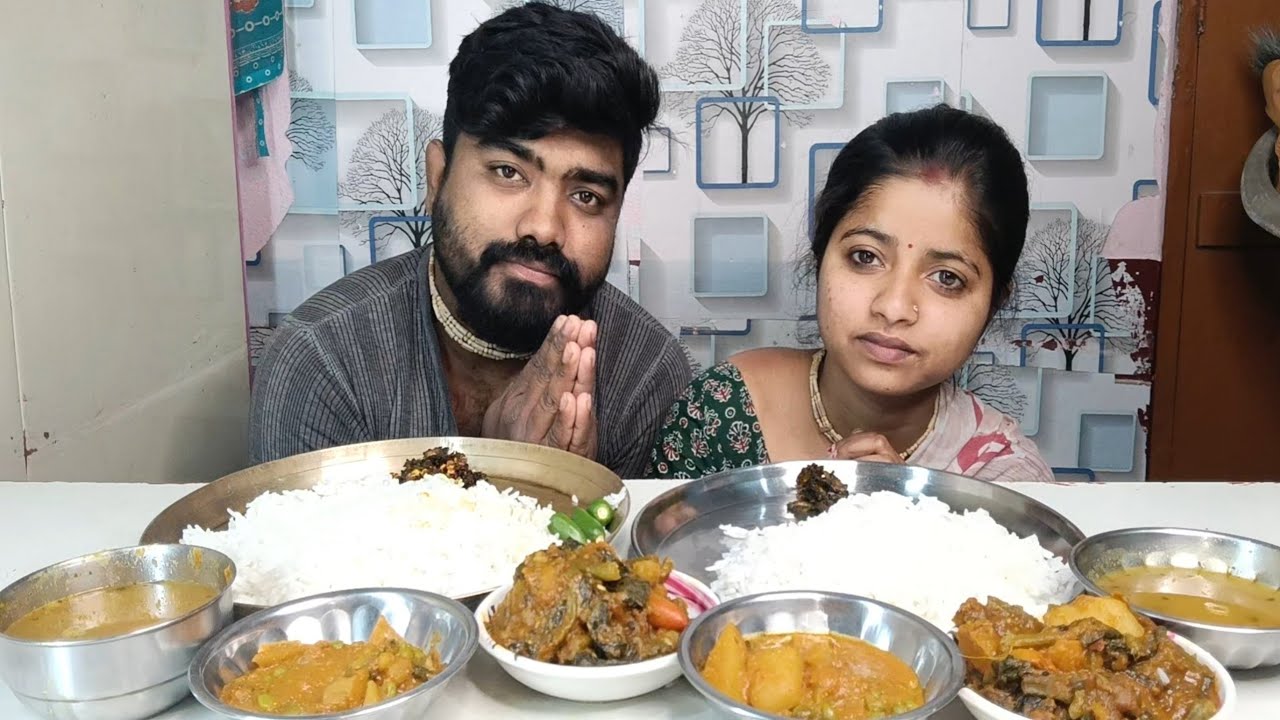 TODAY'S EATING DAL PUI CHOCHORI FRIED KORELA DHEROS POSTO INDIAN EATING SHOW HOME MADE VEG FOOD 