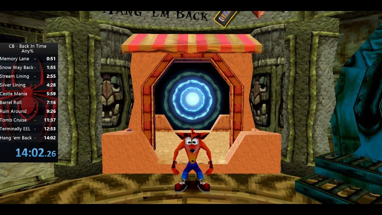 Crash Back in Time v0.93b: 10 Levels Any% in 14:02