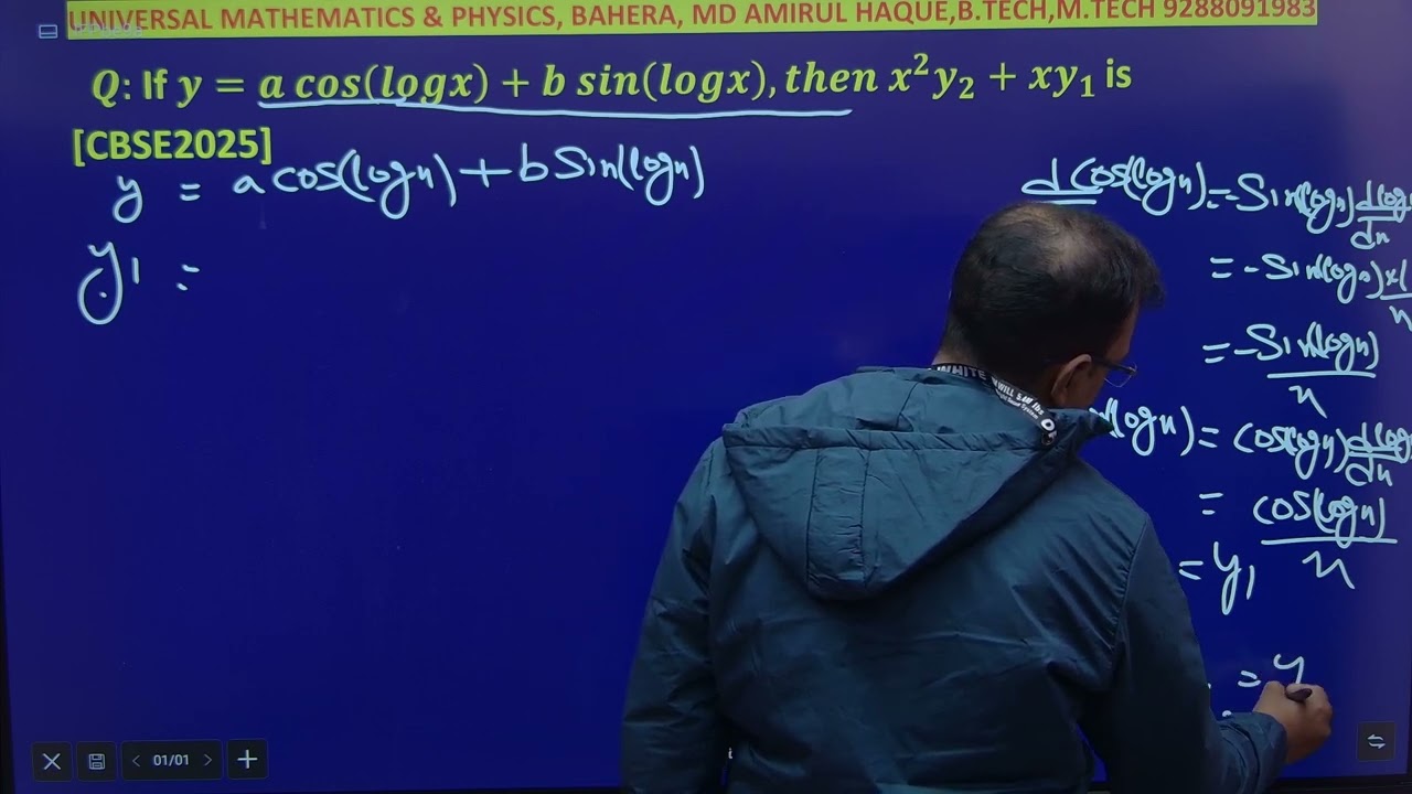 If y = acos(logx) + bsin(logx), then x^2y2 + xy1 is