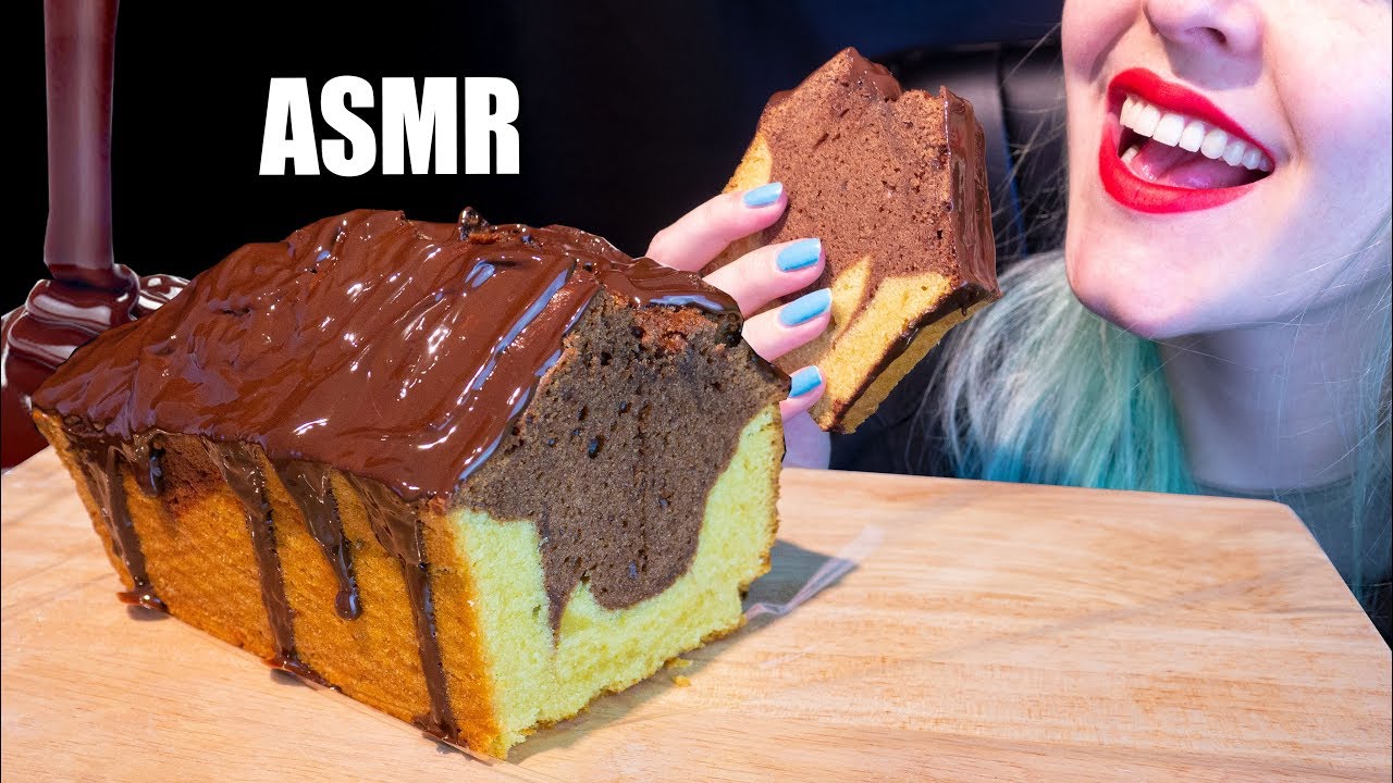 ASMR: GOOEY MARBLE CAKE & LIQUID CHOCOLATE | Messy Big Bites 🍰 [No Talking|V]😻