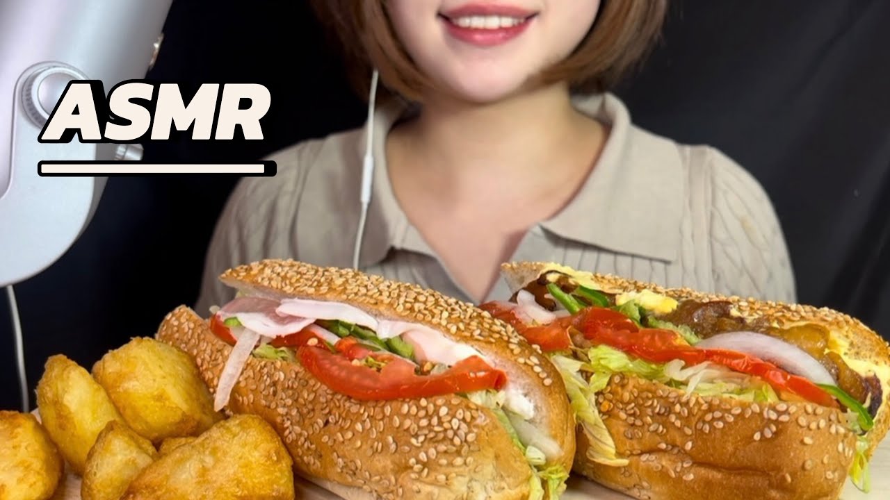 ASMR Eating Japanese Subway Sandwiches | サブウェイを食べる| Mukbang | ASMR