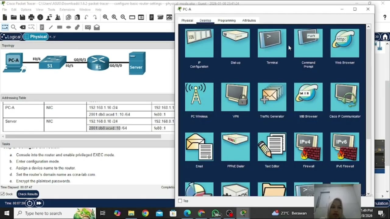 1.6.2 Packet Tracer - Configure Basic Router Settings - Physical Mode